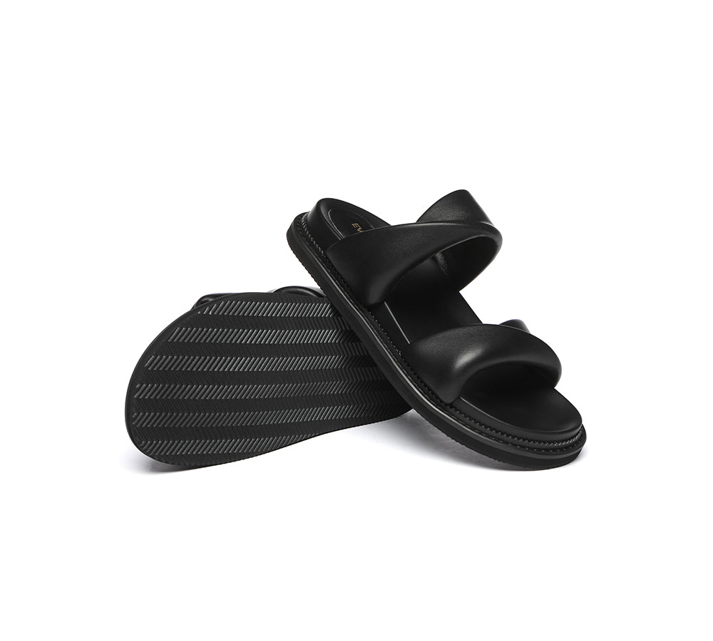 EVERAU?? Women Slides Leather Padded Twist Slip-on Sandals Eloise - UGG EXPRESS