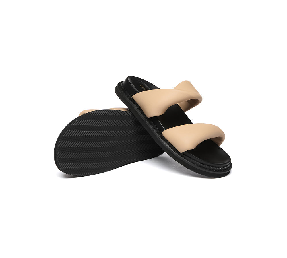 EVERAU?? Women Slides Leather Padded Twist Slip-on Sandals Eloise - UGG EXPRESS
