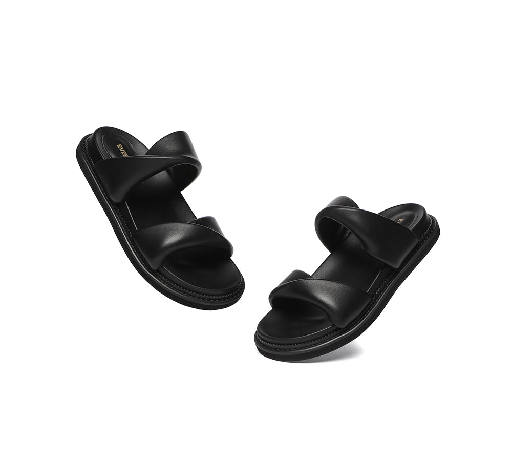 EVERAU?? Women Slides Leather Padded Twist Slip-on Sandals Eloise - UGG EXPRESS