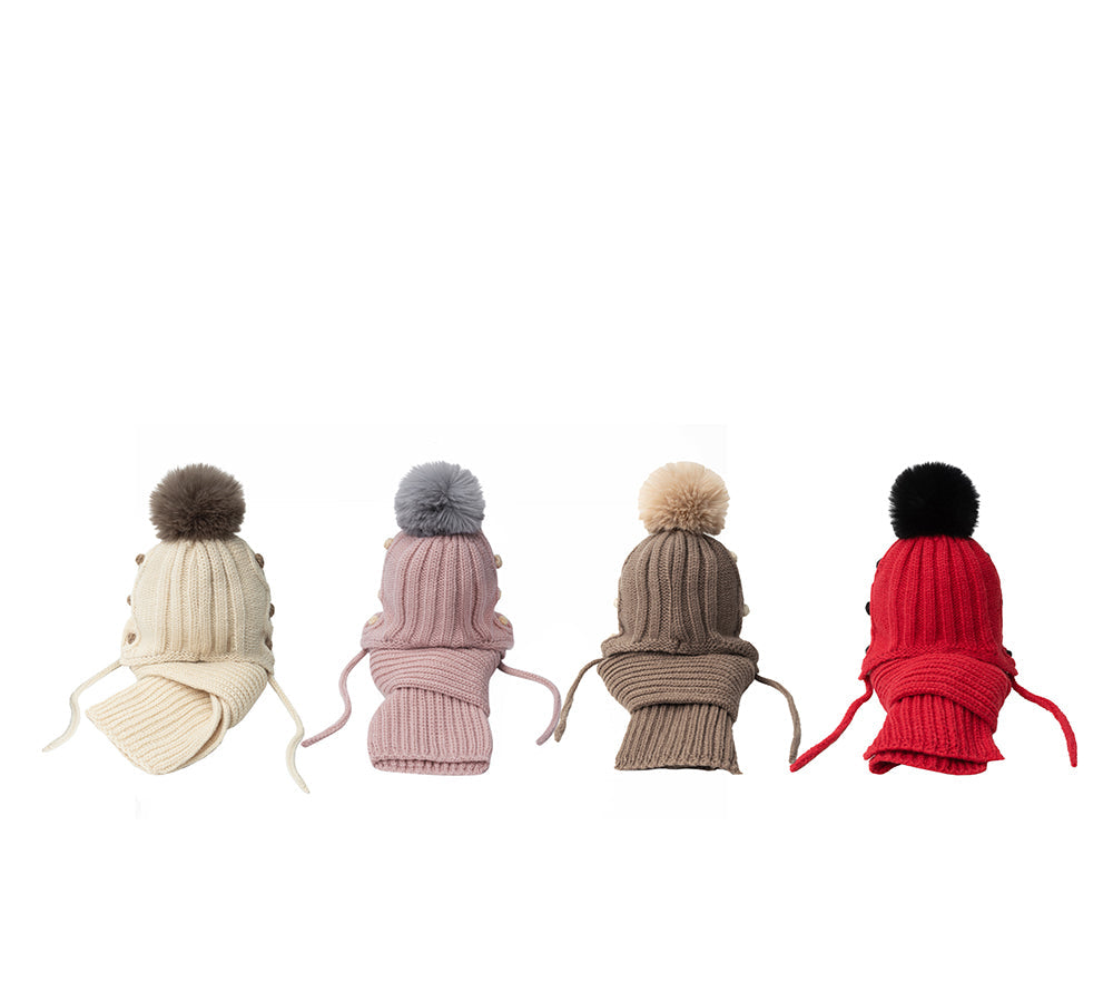 EVERAUยฎ Kids Pom Pom Beanie and Scarf Gift Set Snell