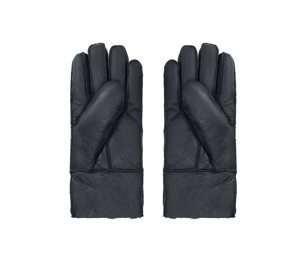 AUSTRALIAN SHEPHERD® Leather Fluffy Sheepskin Wool Stitching Gloves - UGG EXPRESS