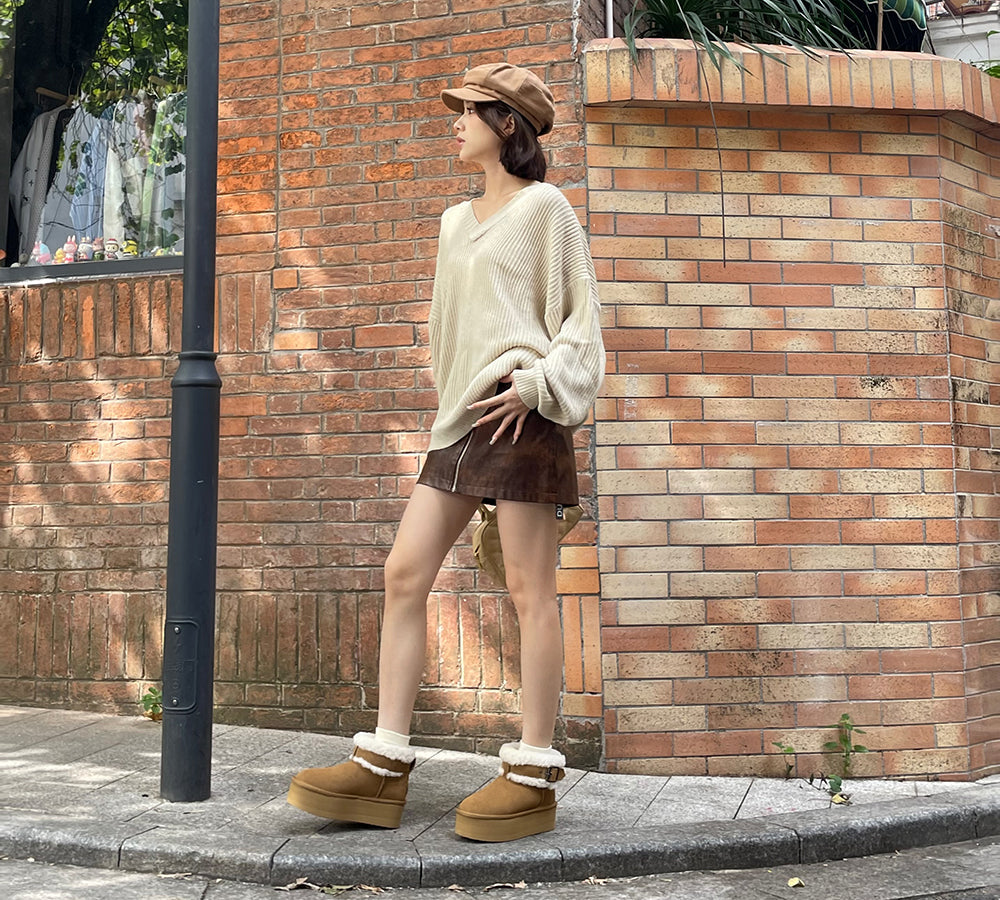 UGG EVERAU?? UGG Boots Sheepskin Wool Adjustable Buckle Ankle Platform Ula - UGG EXPRESS