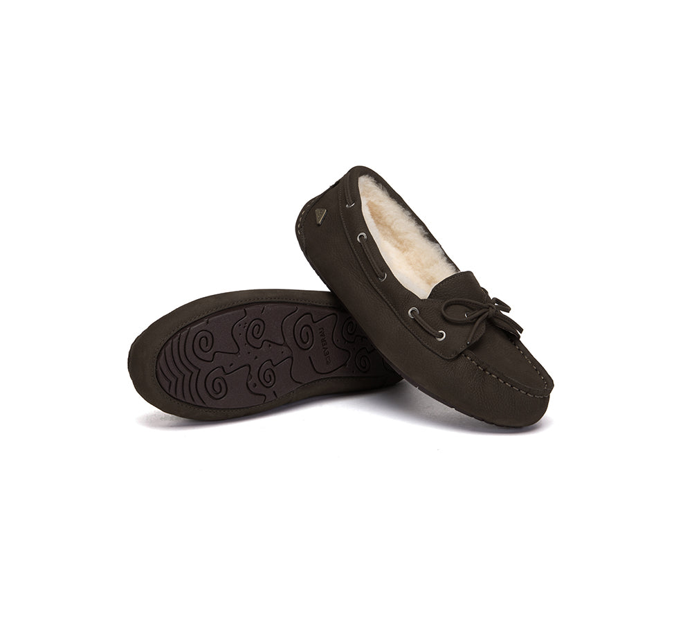 EVERAU® UGG Slippers Women Sheepskin Wool Bow Moccasins Pommie EVERAU