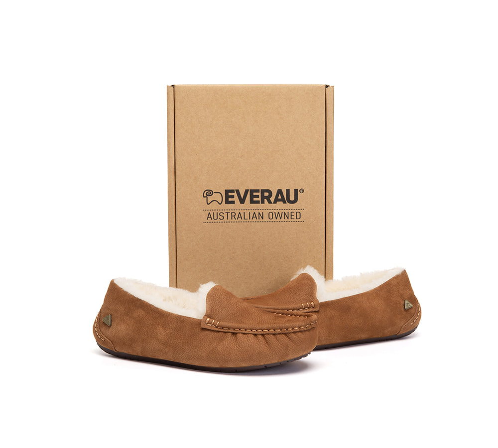 EVERAU® UGG Slippers Sheepskin Wool Moccasin Loafers Pielet EVERAU