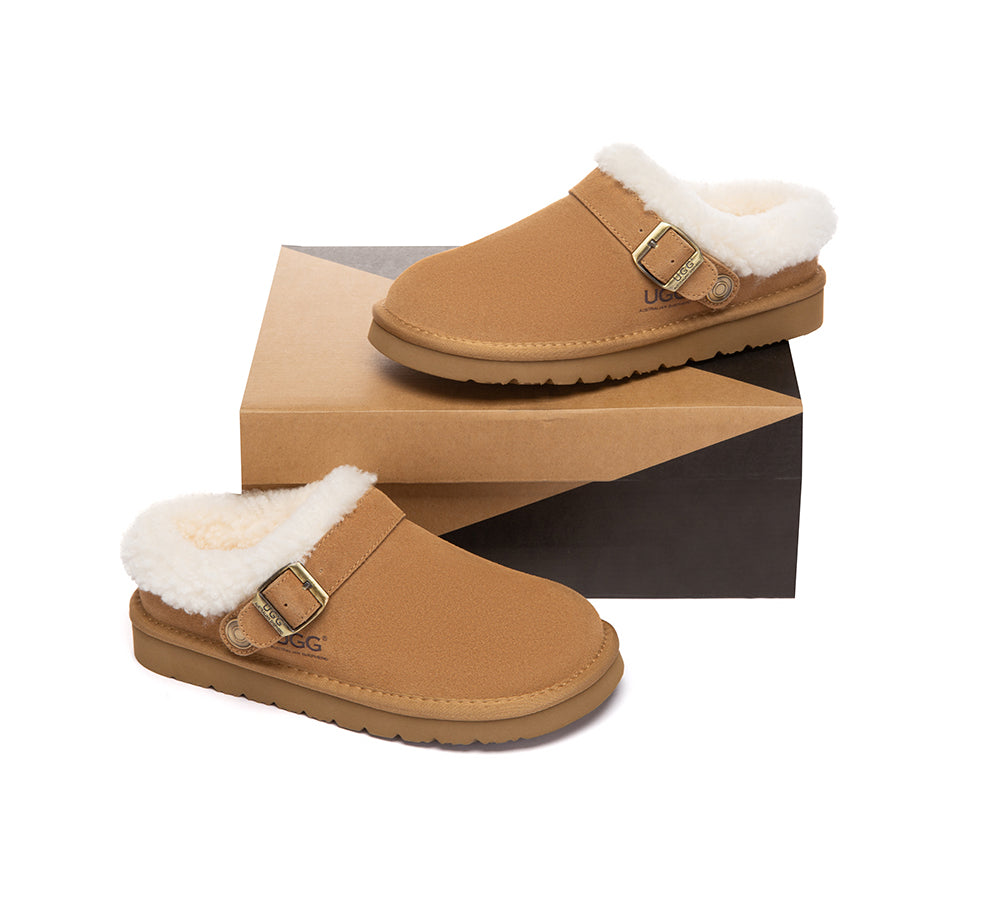 AUSTRALIAN SHEPHERD® UGG Slippers Sheepskin Wool Adjustable Strap Ankle Trim Pulsey UGG AUSTRALIAN SHEPHERD