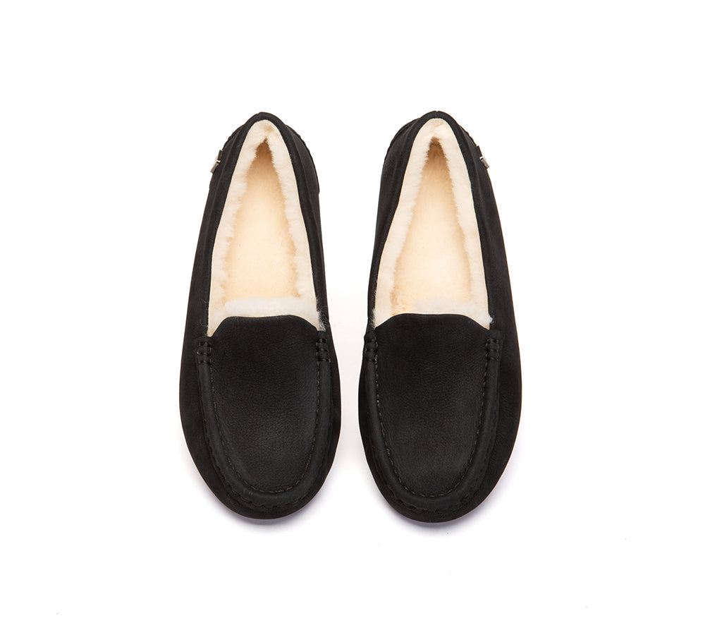 EVERAU® UGG Slippers Sheepskin Wool Moccasin Loafers Pielet EVERAU