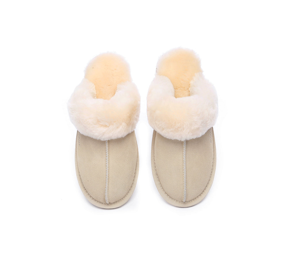 EVERAU® UGG Slippers Sheepskin Wool Suede Scuff Rosa - UGG EXPRESS