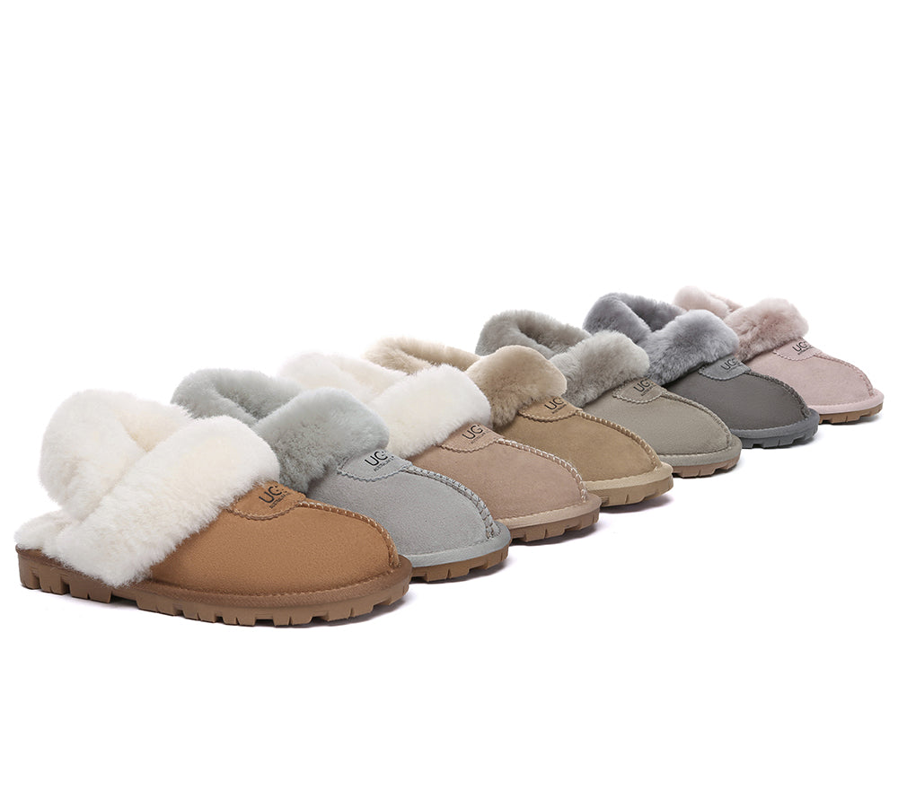 AUSTRALIAN SHEPHERD® 3-Way Style UGG Women Slippers Removable Wool Fluffy Strap Slingback Waffle UGG AUSTRALIAN SHEPHERD