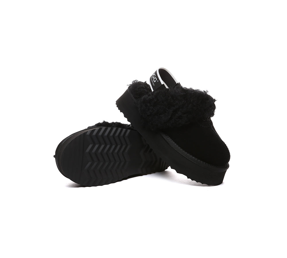 AUSTRALIAN SHEPHERD?? UGG Slippers Women Removable Wool Strap Slingback Platform Waffle Curly - UGG EXPRESS