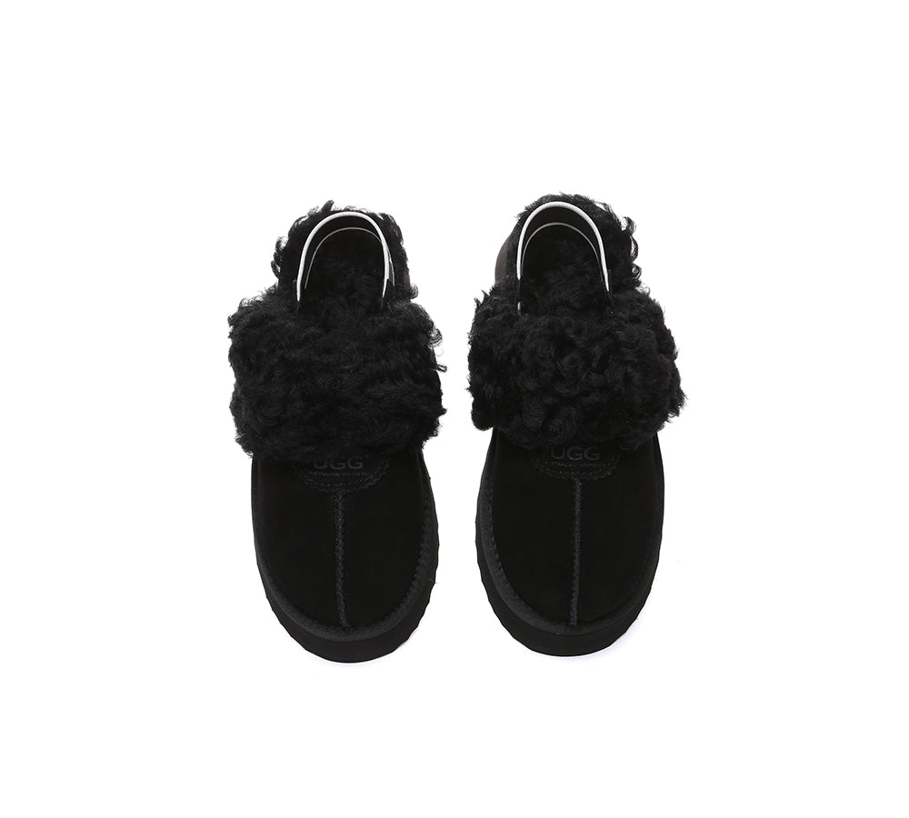 AUSTRALIAN SHEPHERD?? UGG Slippers Women Removable Wool Strap Slingback Platform Waffle Curly - UGG EXPRESS