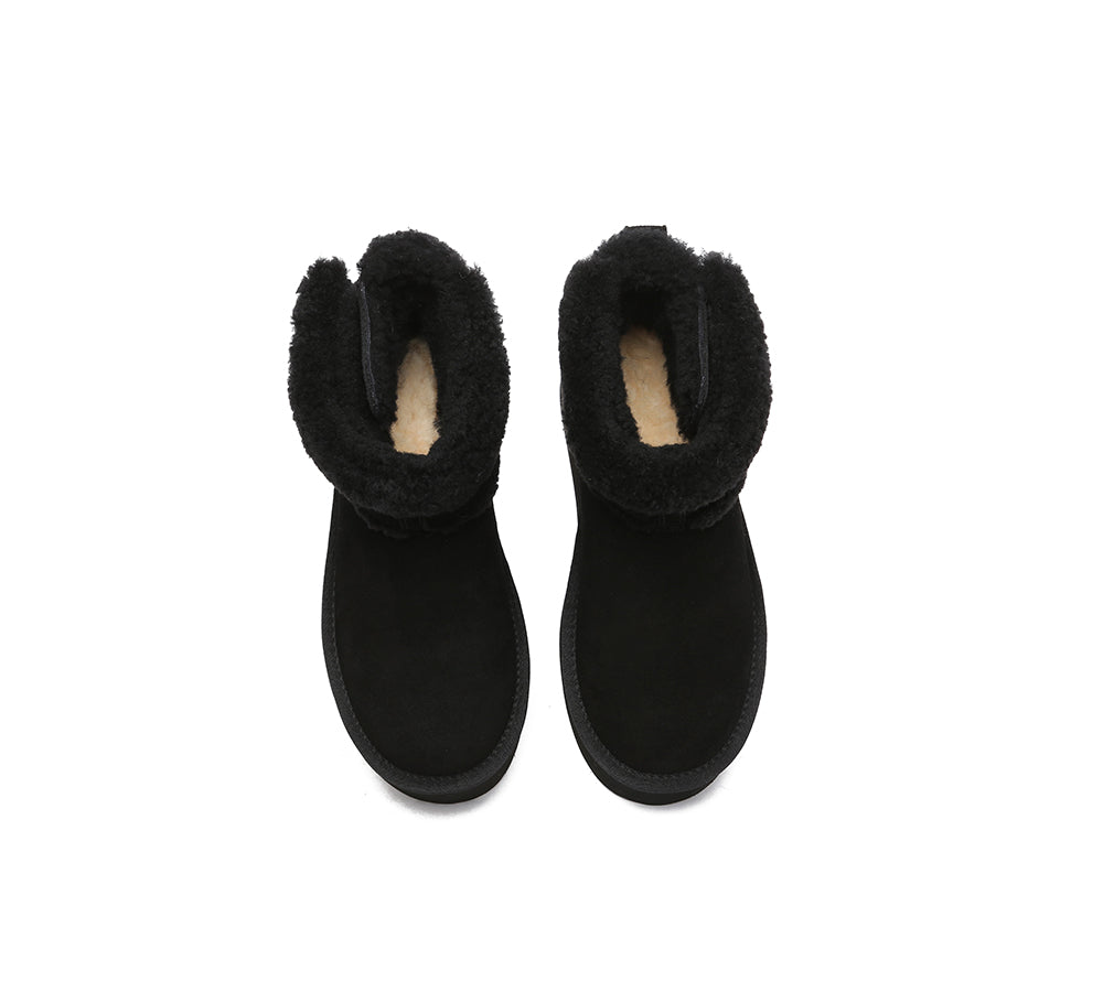 UGG EVERAU?? UGG Boots Sheepskin Wool Adjustable Buckle Ankle Platform Ula - UGG EXPRESS