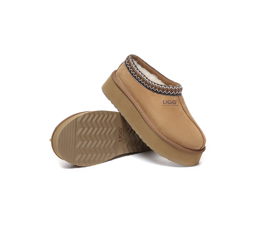 AUSTRALIAN SHEPHERD® UGG Slippers Sheepskin Wool Ankle Platform Tazzy Hippie - UGG EXPRESS