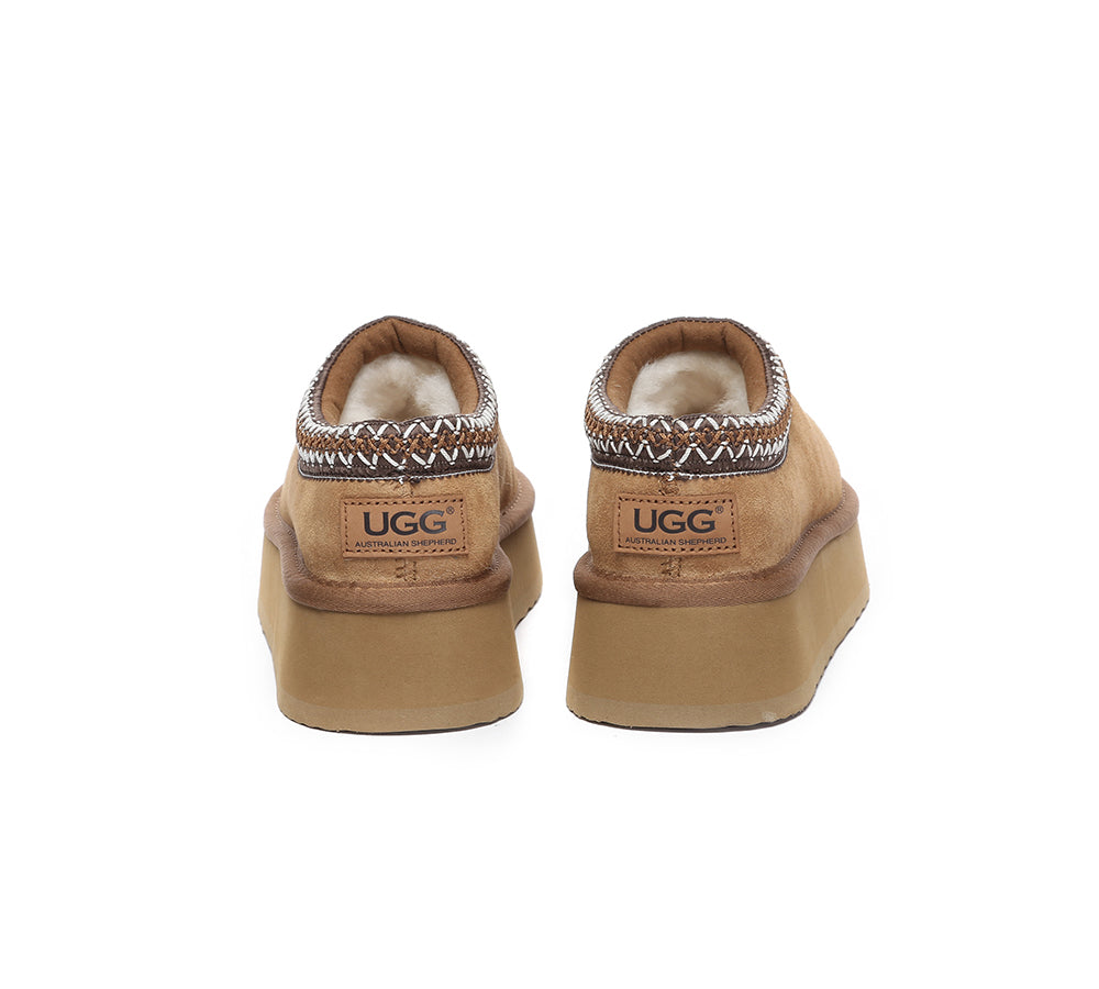 AUSTRALIAN SHEPHERD® UGG Slippers Sheepskin Wool Ankle Platform Tazzy Hippie - UGG EXPRESS