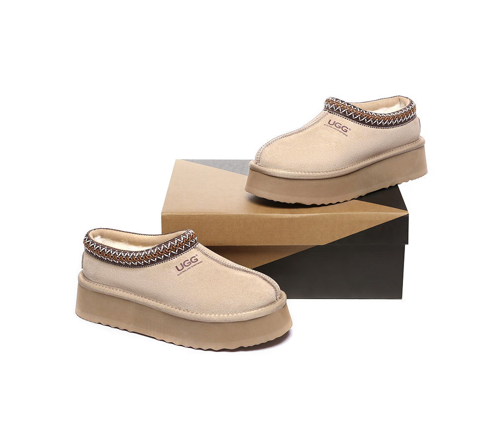 AUSTRALIAN SHEPHERD® UGG Slippers Sheepskin Wool Ankle Platform Tazzy Hippie - UGG EXPRESS