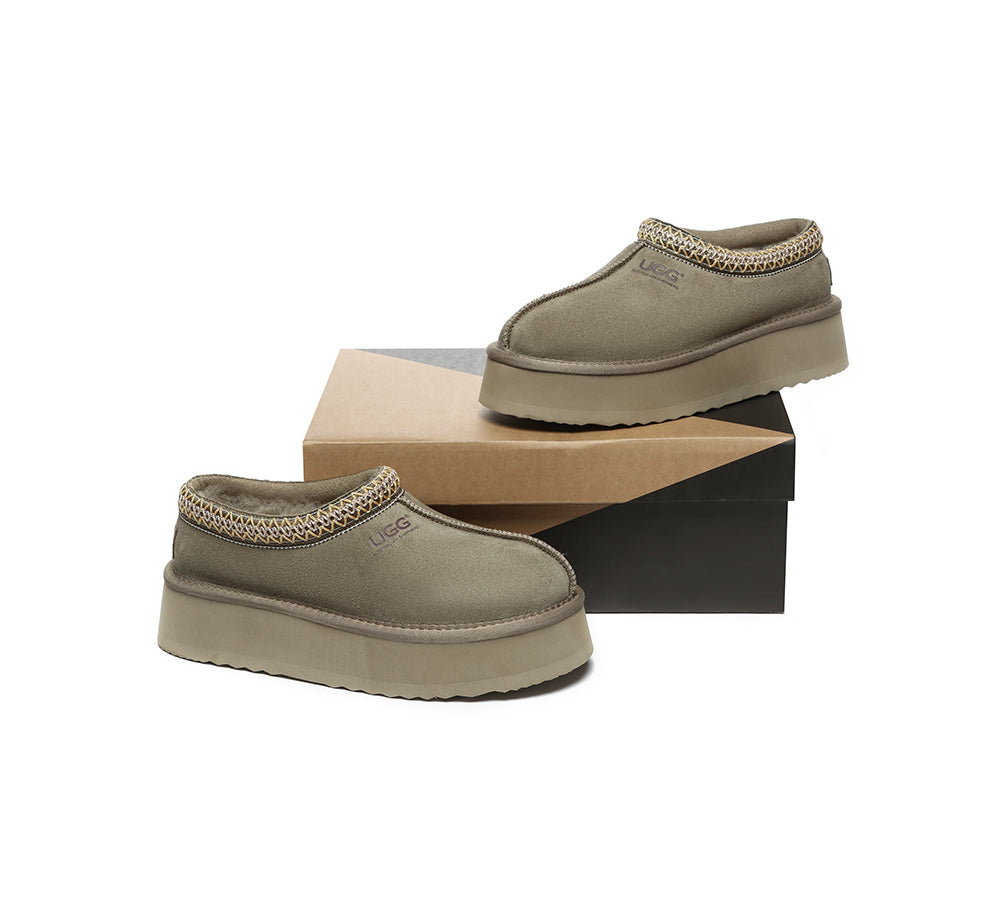 AUSTRALIAN SHEPHERD® UGG Slippers Sheepskin Wool Ankle Platform Tazzy Hippie - UGG EXPRESS