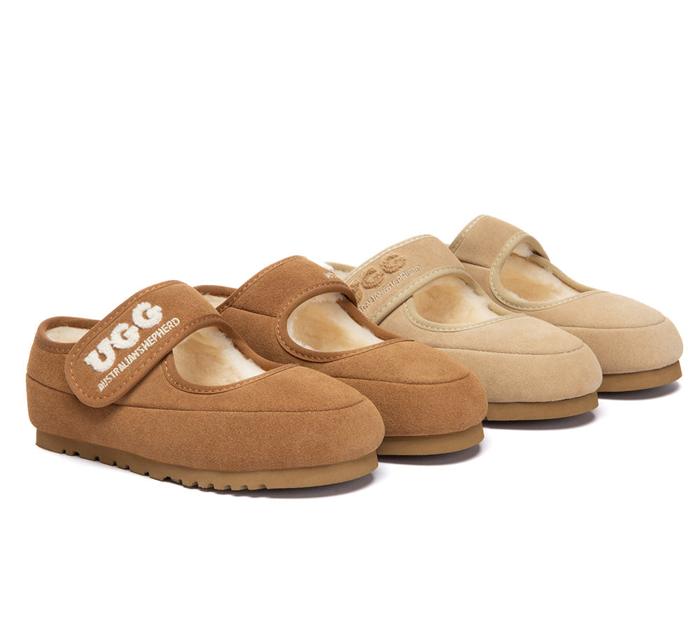 AUSTRALIAN SHEPHERDยฎ UGG Kids Slippers Sheepskin Wool Adjustable Strap Mary Jane Velvi Kids UGG AUSTRALIAN SHEPHERD