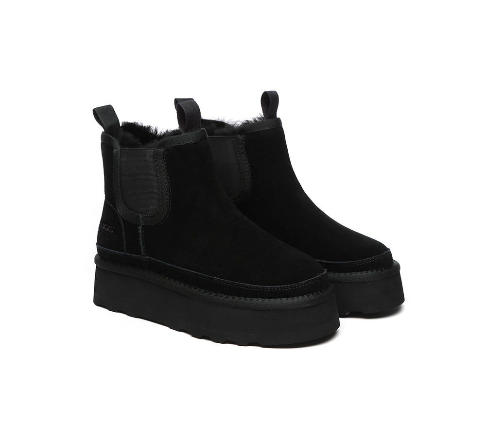 AUSTRALIAN SHEPHERD® UGG Boots Sheepskin Wool Elastic Band Platform Chelsie - UGG EXPRESS