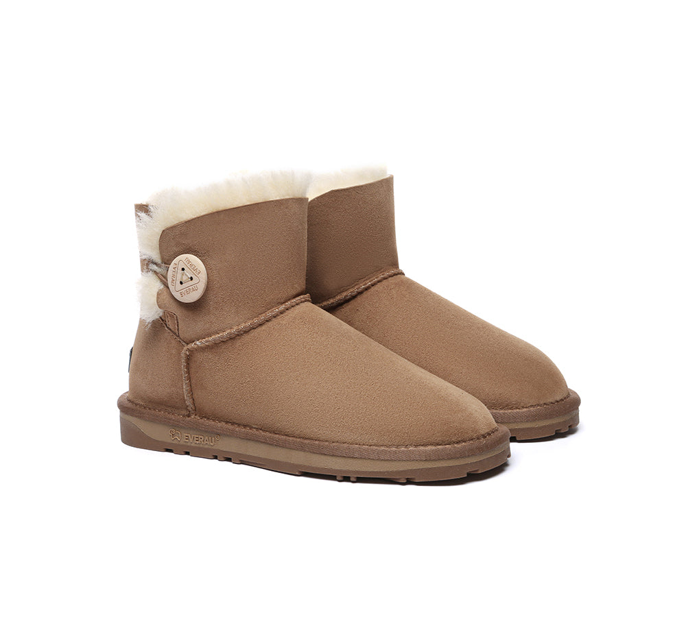 UGG EVERAU® UGG Boots Double Faced Sheepskin Wool Ankle Mini Button - UGG EXPRESS