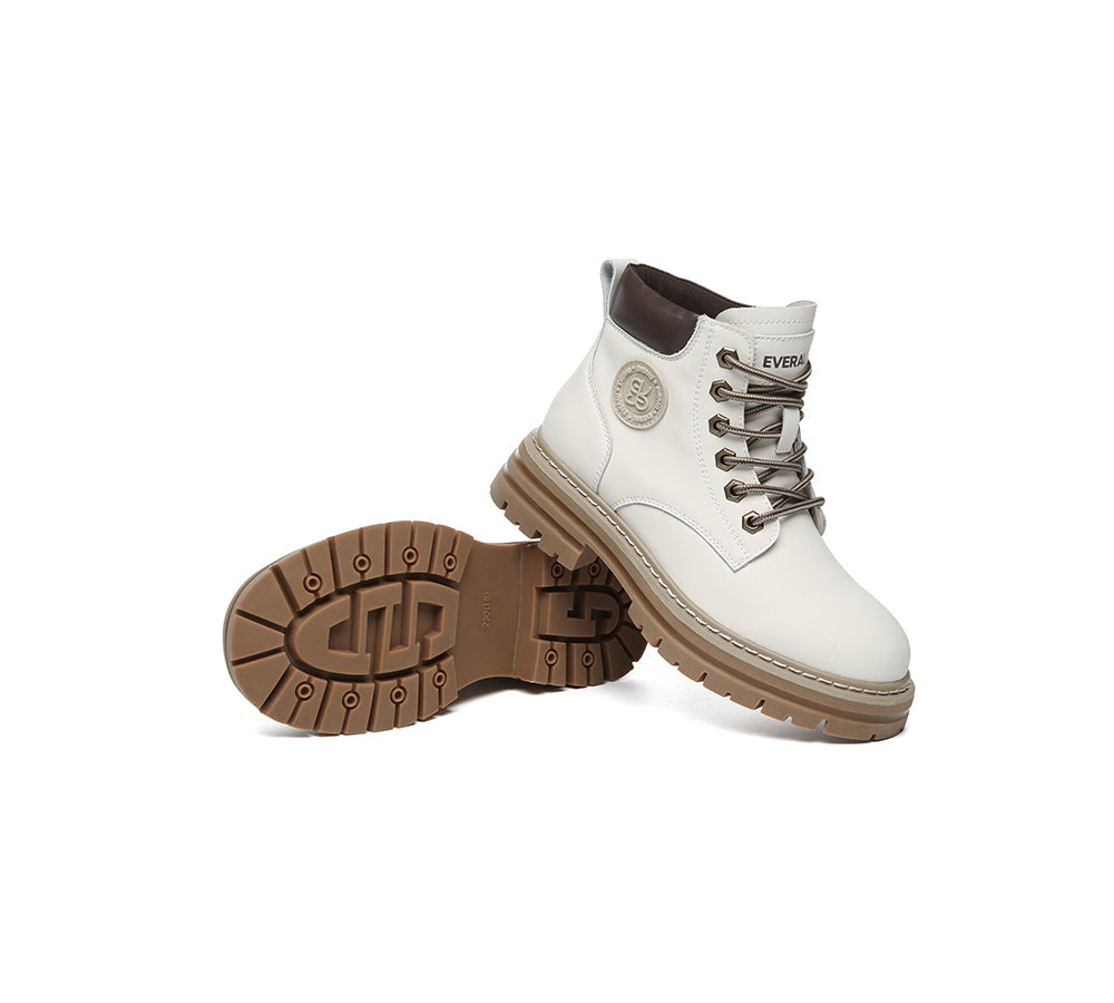 EVERAU® Women Leather Chunky Boots Stephanie