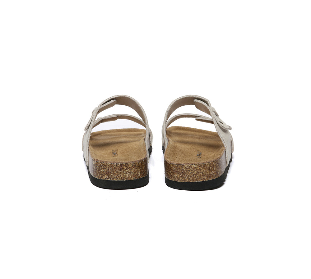 EVERAU?? Double Straps Embossed Slip-on Summer Sandal Slides Aurelia - UGG EXPRESS