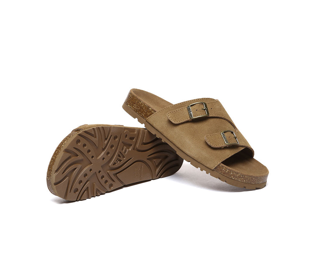 EVERAU?? Adjustable Strap Embossed Slip-on Summer Sandal Slides Alexis - UGG EXPRESS