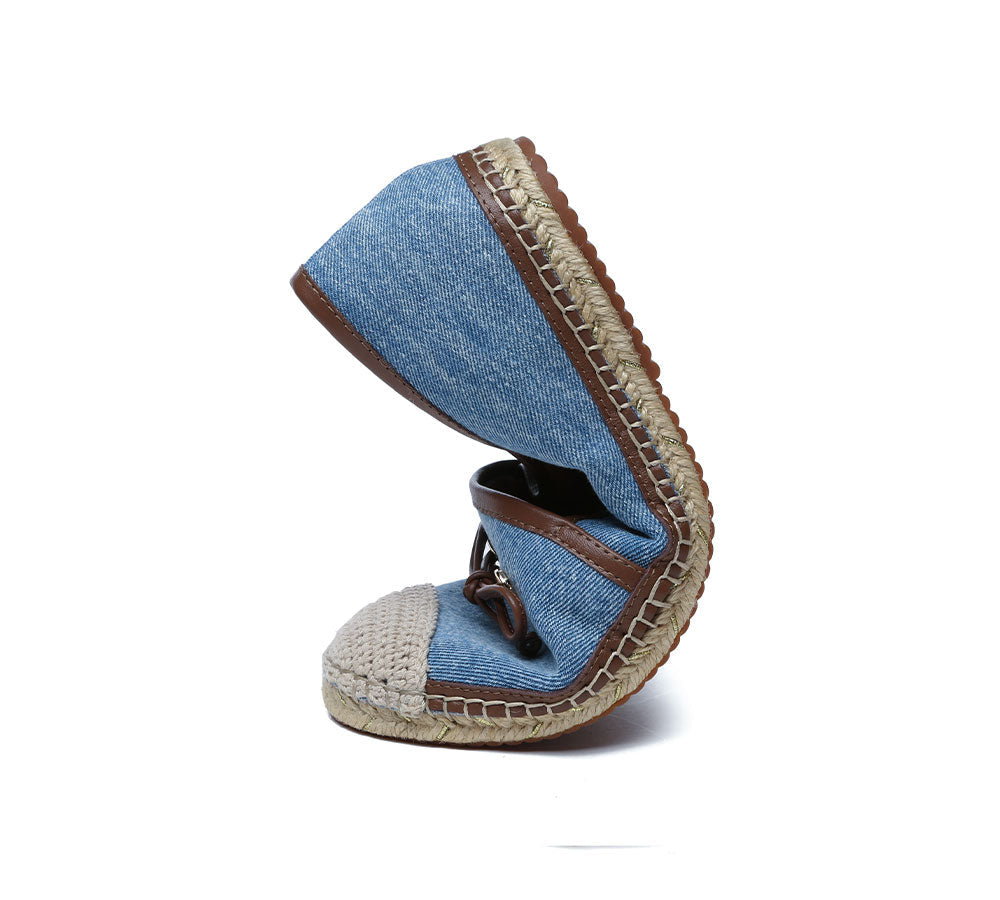 Espadrilles - Women Leather Slip-on Bow Flat Espadrilles Esther