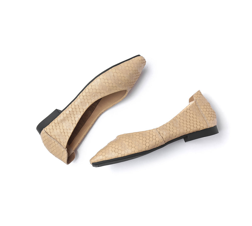 Flats - Square Toe Leather Ballet Flat Women Serena