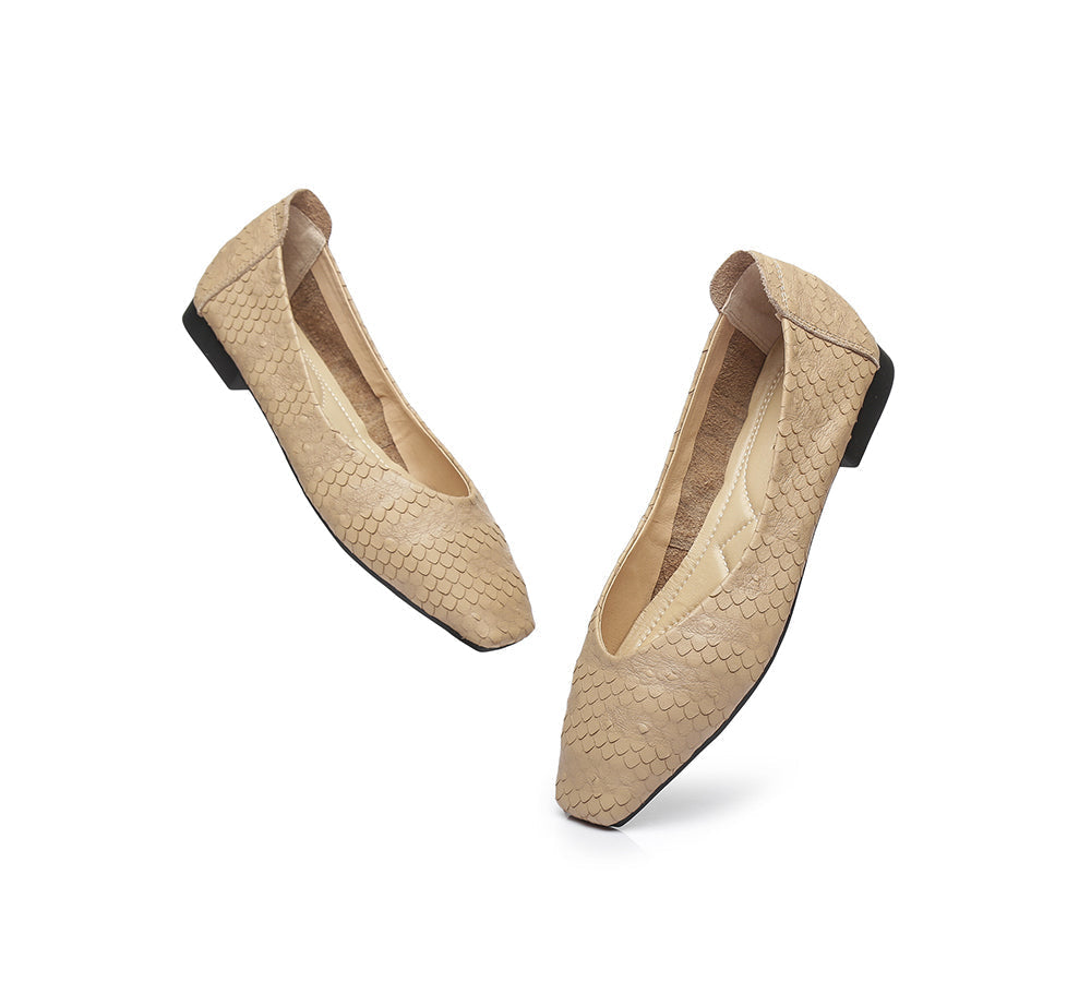 Flats - Square Toe Leather Ballet Flat Women Serena