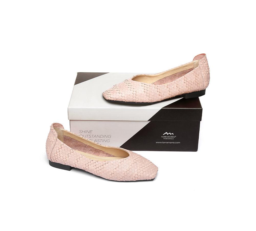 Flats - Square Toe Leather Ballet Flat Women Serena