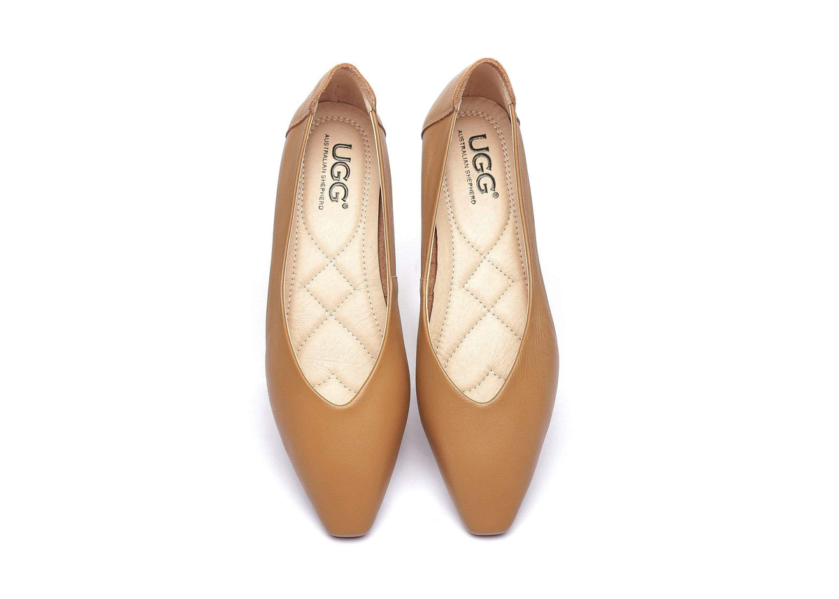 UGG Boots - Everly Leather Pointed Toe Ballet Flats