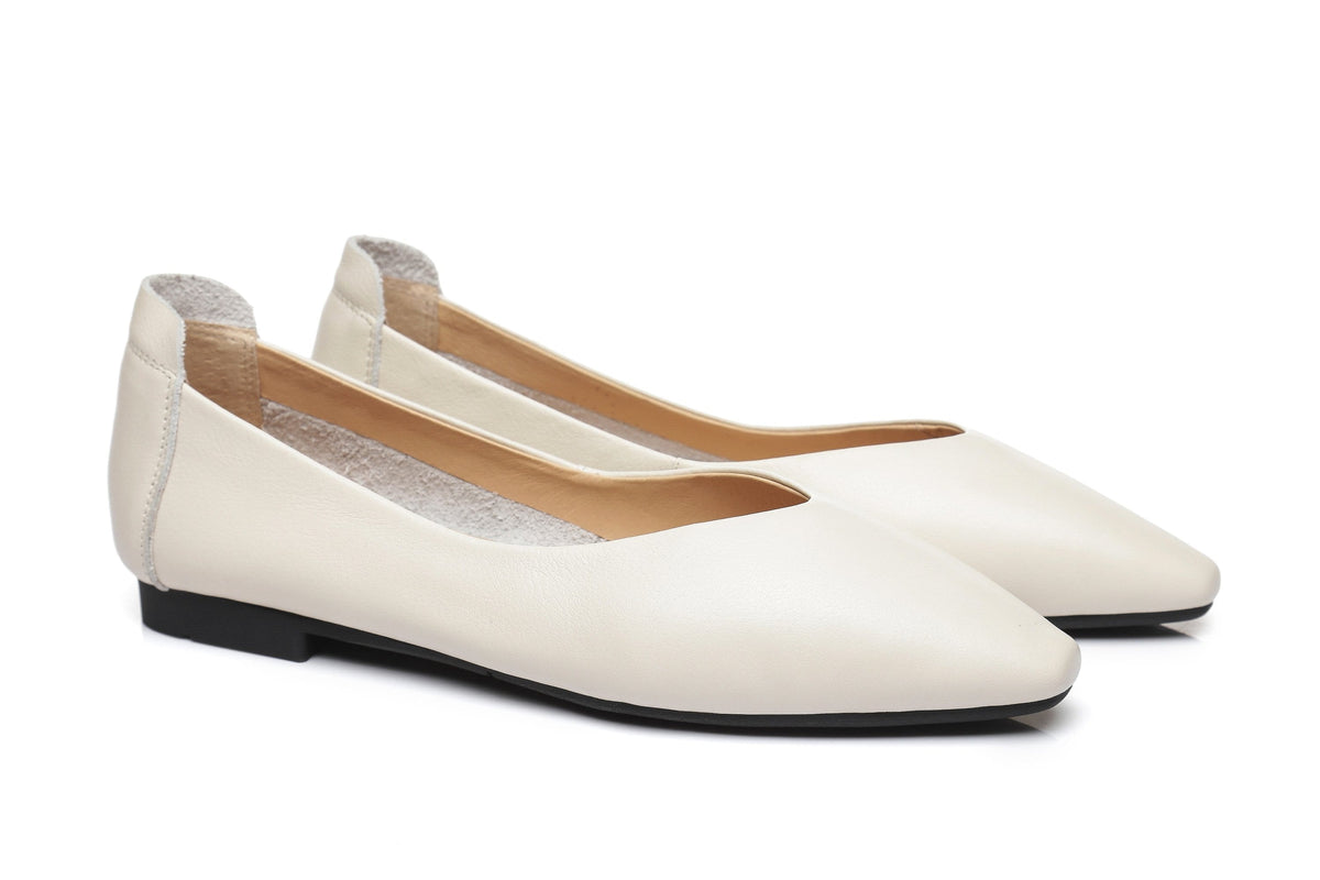 UGG Boots - Everly Leather Pointed Toe Ballet Flats