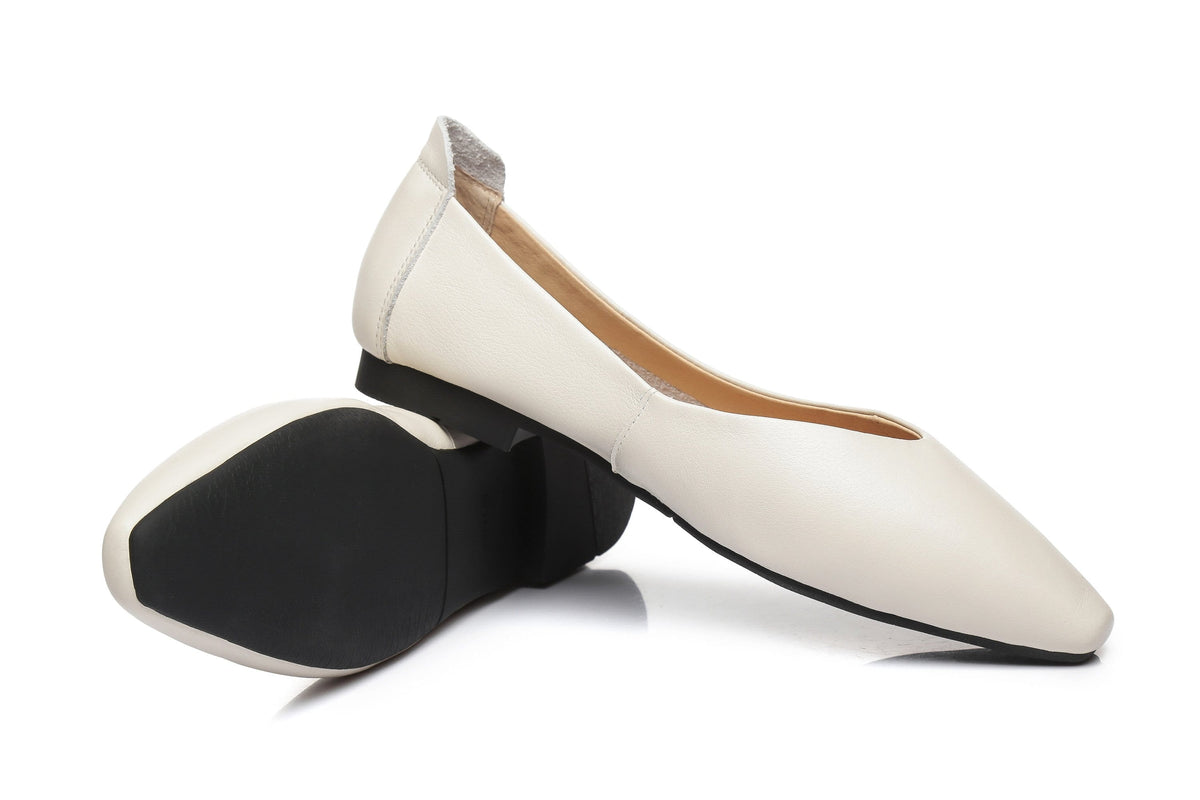UGG Boots - Everly Leather Pointed Toe Ballet Flats