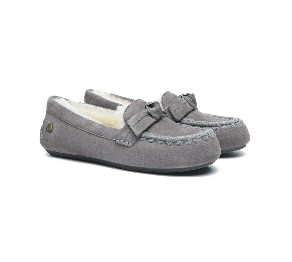UGG Moccasins - EVERAU?? UGG Women Sheepskin Wool Bow Ankle Slippers Woven Moccasins