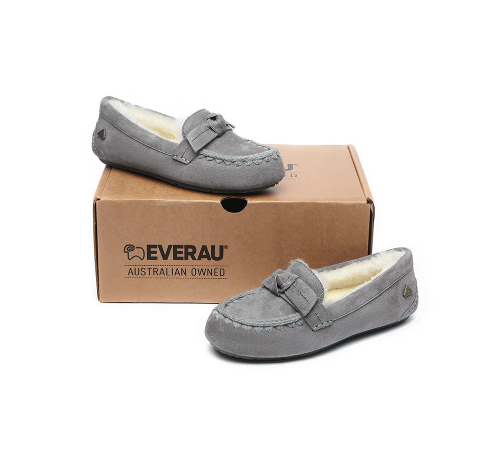 UGG Moccasins - EVERAU?? UGG Women Sheepskin Wool Bow Ankle Slippers Woven Moccasins