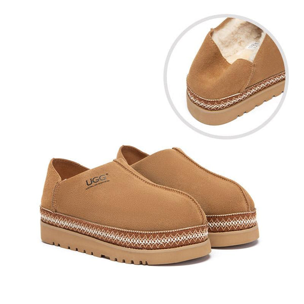 AUSTRALIAN SHEPHERD® UGG Slippers Women Sheepskin Wool Woven Trim Tayven UGG AUSTRALIAN SHEPHERD