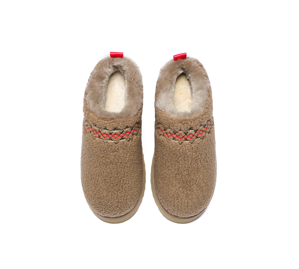 EVERAU® UGG Slippers Sheepskin Wool Teddy Plush Ankle Platform Boots Madge - UGG Slippers - Chestnut - AU Ladies 10 / AU Men 8 / EU 41 - Uggoutlet