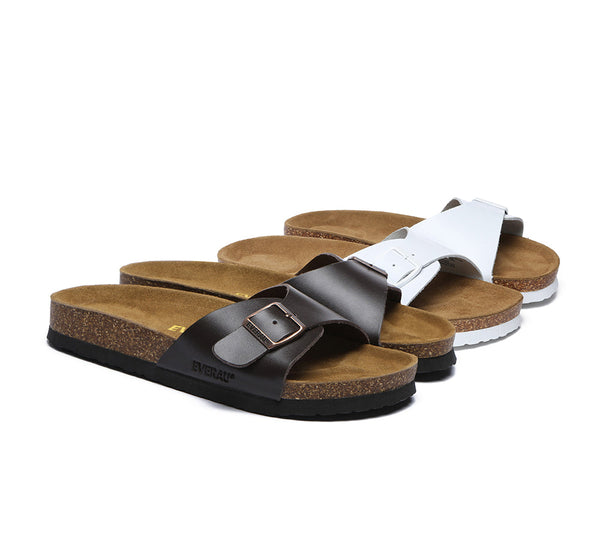 EVERAU?? Leather Adjustable Embossed Summer Beach Charms Walk Sandal Slides - UGG EXPRESS