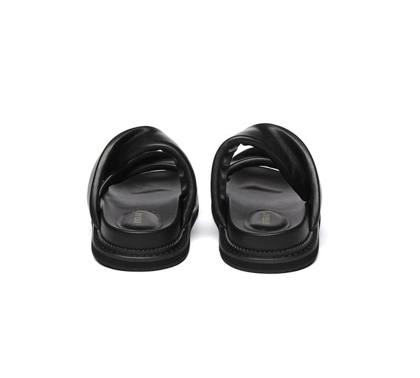 EVERAU?? Women Slides Leather Padded Twist Slip-on Sandals Eloise - UGG EXPRESS