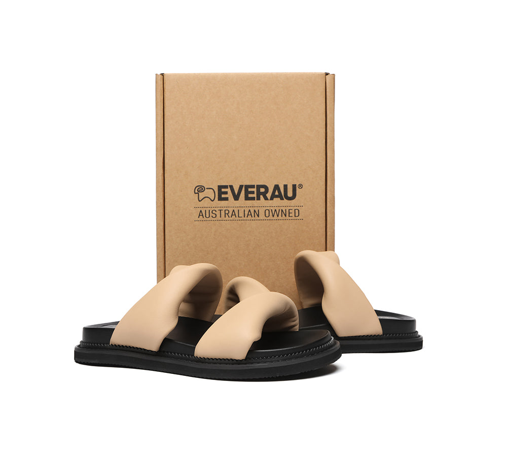 EVERAU® Women Slides Leather Padded Twist Slip-on Sandals Eloise - UGG EXPRESS