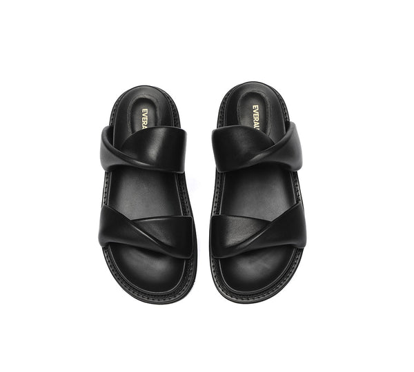 EVERAU?? Women Slides Leather Padded Twist Slip-on Sandals Eloise - UGG EXPRESS