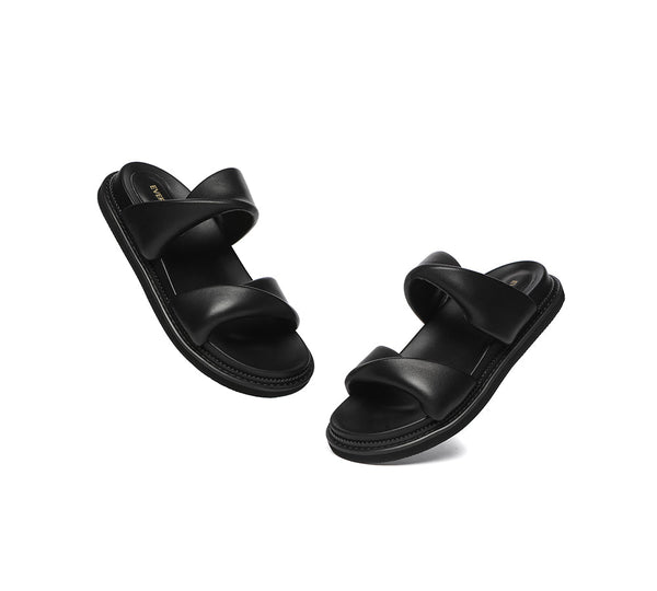 EVERAU?? Women Slides Leather Padded Twist Slip-on Sandals Eloise - UGG EXPRESS
