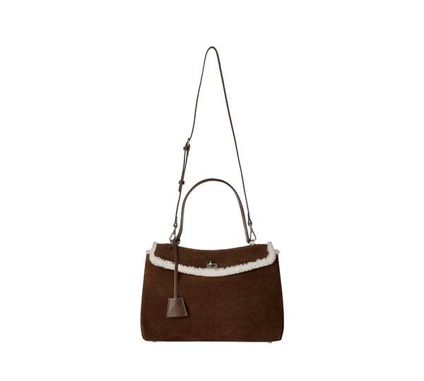 AUSTRALIAN SHEPHERD® Women Fluffy Wool Adjustable Strap Over Shoulder Tote Bag Duwel UGG AUSTRALIAN SHEPHERD