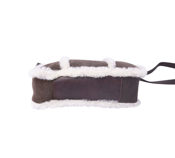 Women Sheepskin Wool Zip Shearling Lined Over Shoulder Bag - UGG EXPRESS