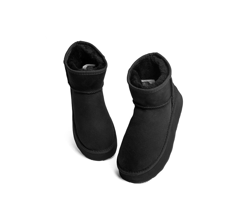 Australian Made Sheepskin Wool Ankle Boots Mini Platform