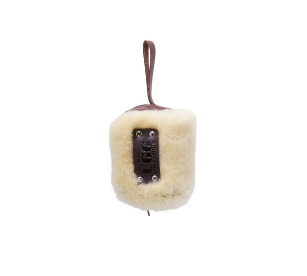 Women Sheepskin Wool Fluffy Small Zip Camera Pouch - UGG EXPRESS