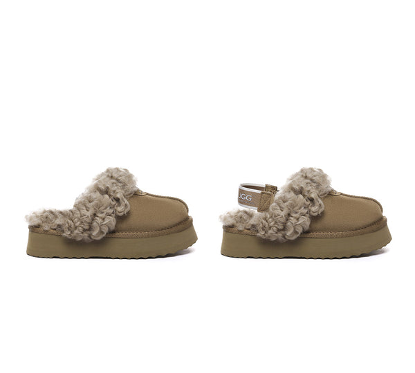 AUSTRALIAN SHEPHERD?? 2-Way Style UGG Slippers Women Removable Strap Slingback Platform Waffle Curly UGG AUSTRALIAN SHEPHERD