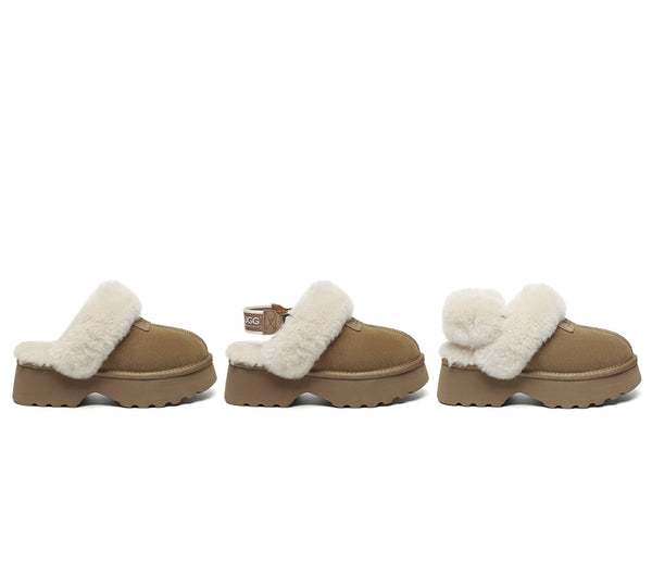 AUSTRALIAN SHEPHERD® 3-Way Style UGG Slippers Women Removable Wool Strap Slingback Chunky Platform Muna UGG AUSTRALIAN SHEPHERD