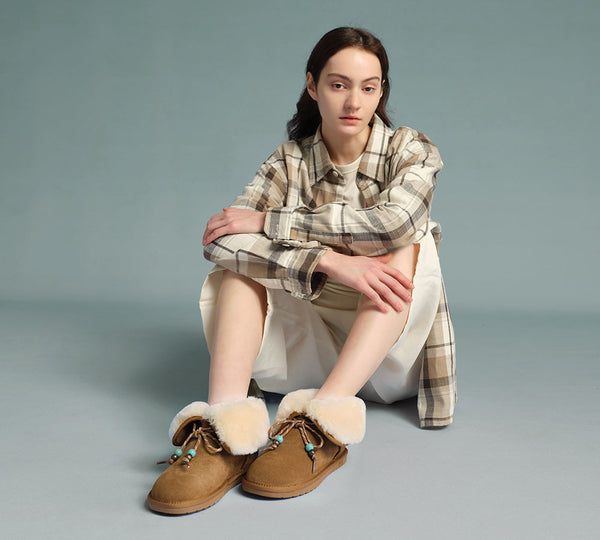 AUSTRALIAN SHEPHERD® 2-Way Style UGG Women Sheepskin Wool Lace Up Fashion Boots Carlos UGG AUSTRALIAN SHEPHERD