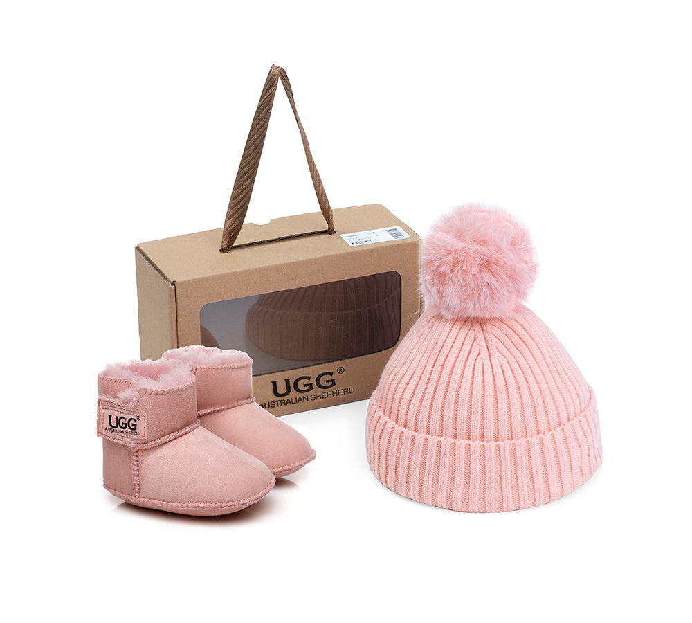 AUSTRALIAN SHEPHERD® UGG Baby Bootie Pom Pom Beanie Gift Pack - UGG EXPRESS