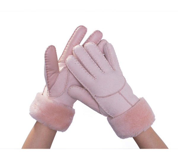 EVERAU® Ladies Gloves Fluffy Sheepskin Wool Stacey - UGG EXPRESS